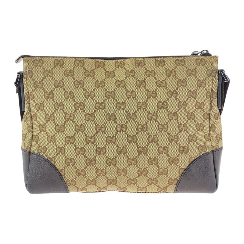 Gucci Beige Brown Silver Hardware GG Canvas Leather Crossbody — view 2