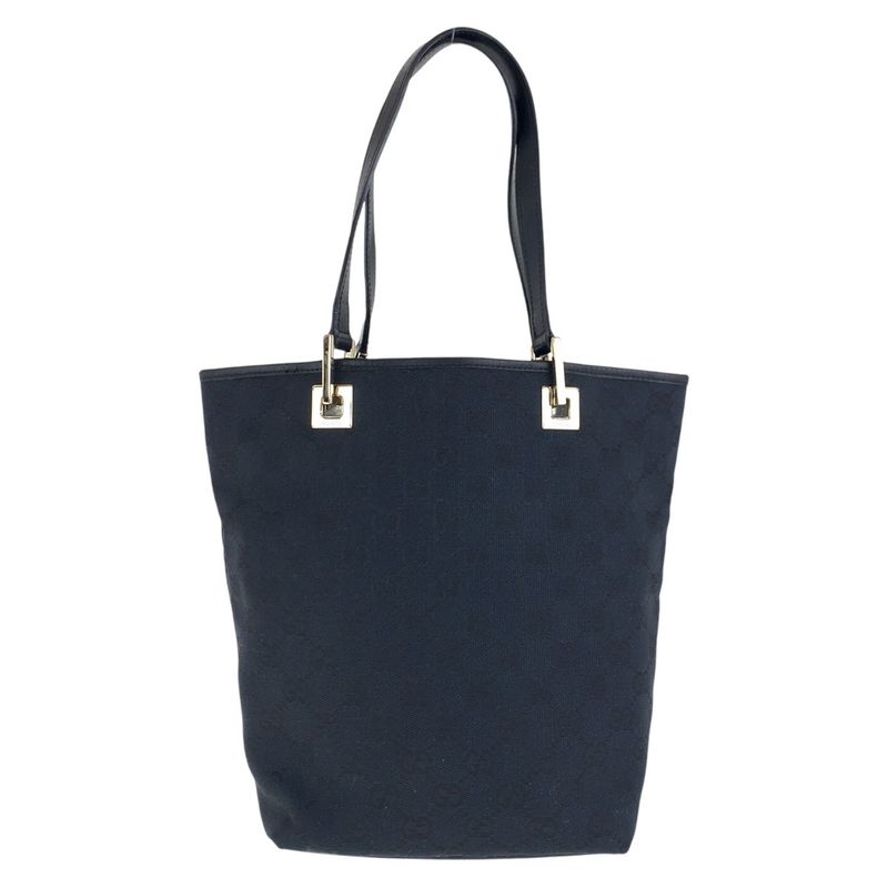 Gucci Black Gold Hardware GG Canvas Leather 002 1099 Tote Bag — view 2