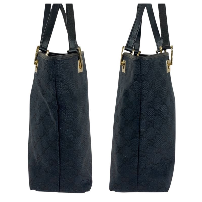 Gucci Black Gold Hardware GG Canvas Leather 002 1099 Tote Bag — view 6