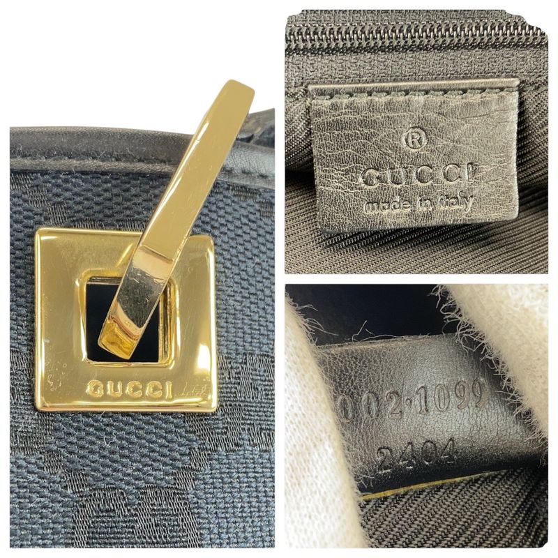Gucci Black Gold Hardware GG Canvas Leather 002 1099 Tote Bag — view 4