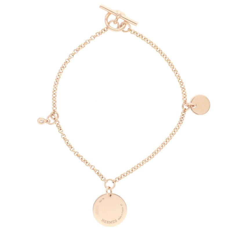 Hermes Exlibris PM 18K Pink Gold 1 Diamond Bracelet St — view 3