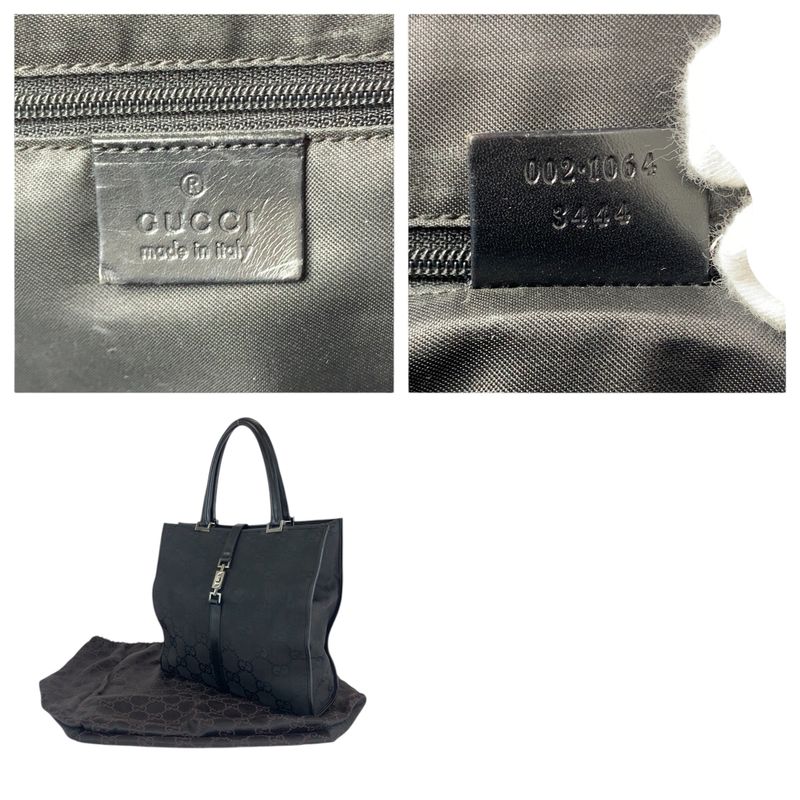 Gucci Jackie Black Silver Hardware GG Canvas 002 1064 Tote Bag Handbag — view 4