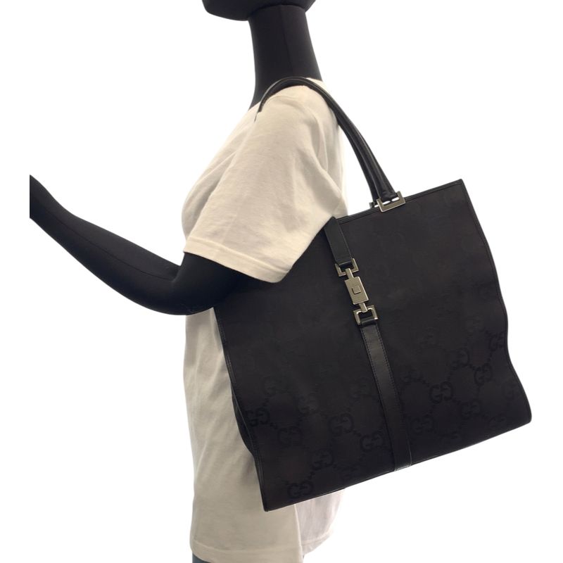 Gucci Jackie Black Silver Hardware GG Canvas 002 1064 Tote Bag Handbag — view 7