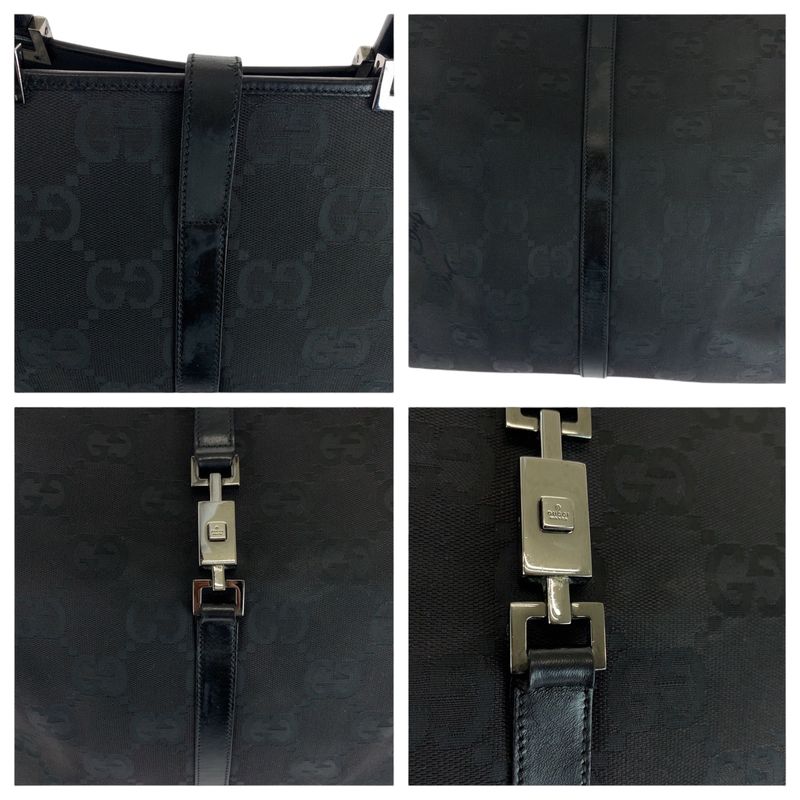 Gucci Jackie Black Silver Hardware GG Canvas 002 1064 Tote Bag Handbag — view 6