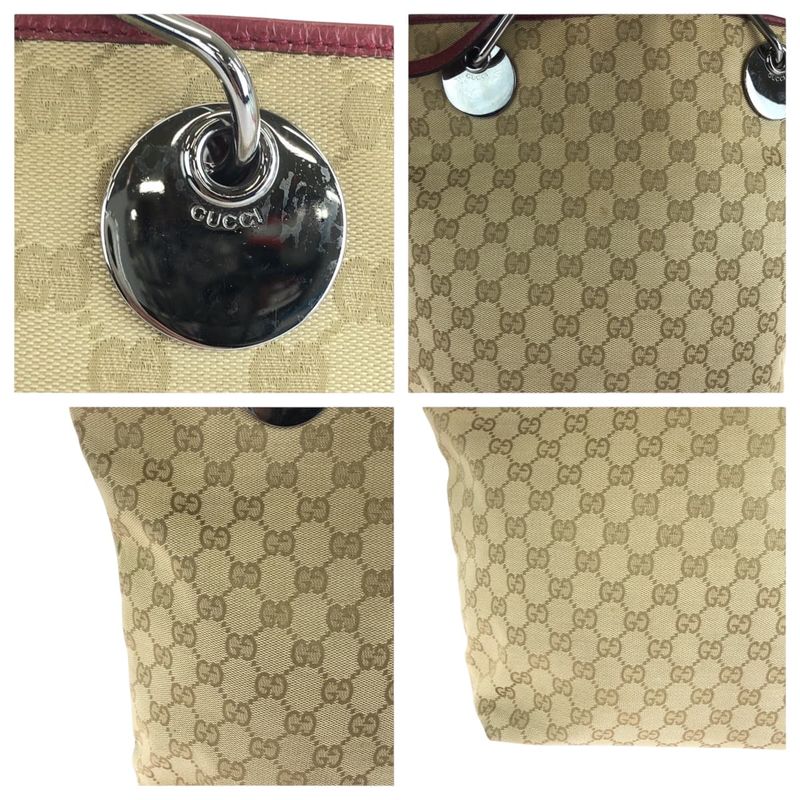 Gucci Beige Red Silver Hardware GG Canvas Tote Bag Handbag — view 6