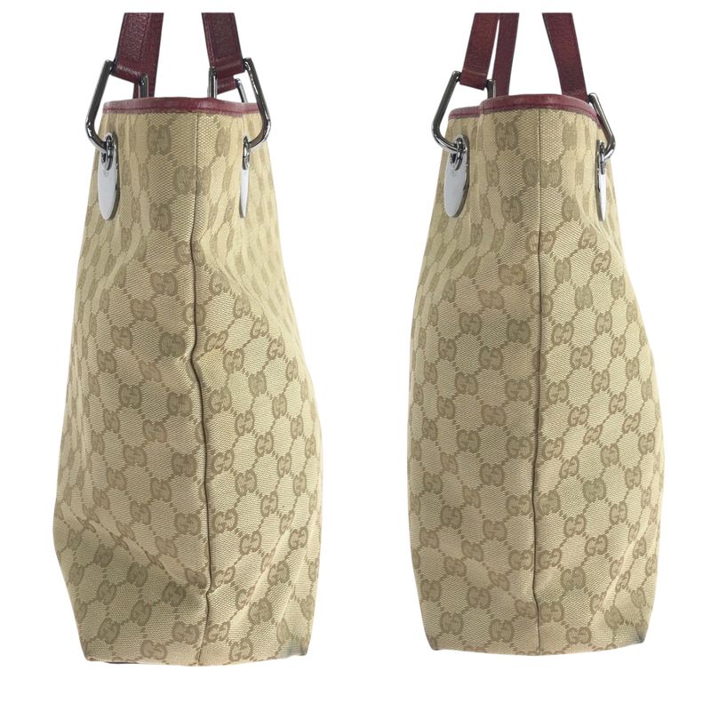 Gucci Beige Red Silver Hardware GG Canvas Tote Bag Handbag — view 8