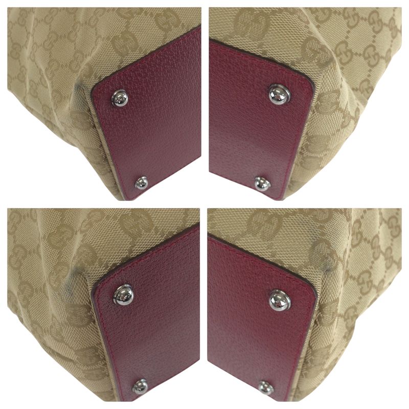 Gucci Beige Red Silver Hardware GG Canvas Tote Bag Handbag — view 3