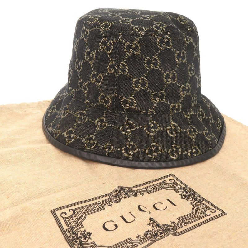 Gucci Bucket Hat Size M Cotton Black 1065 — view 2