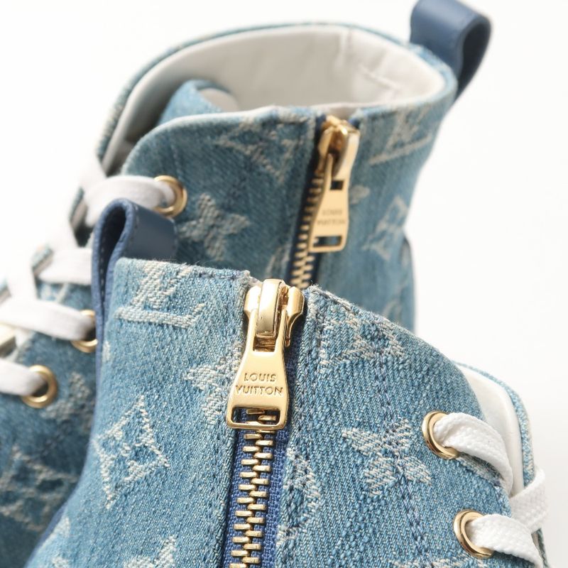 Louis Vuitton Stellar Line Sneakers Size 36.5 High Cut Denim Monogram — view 6