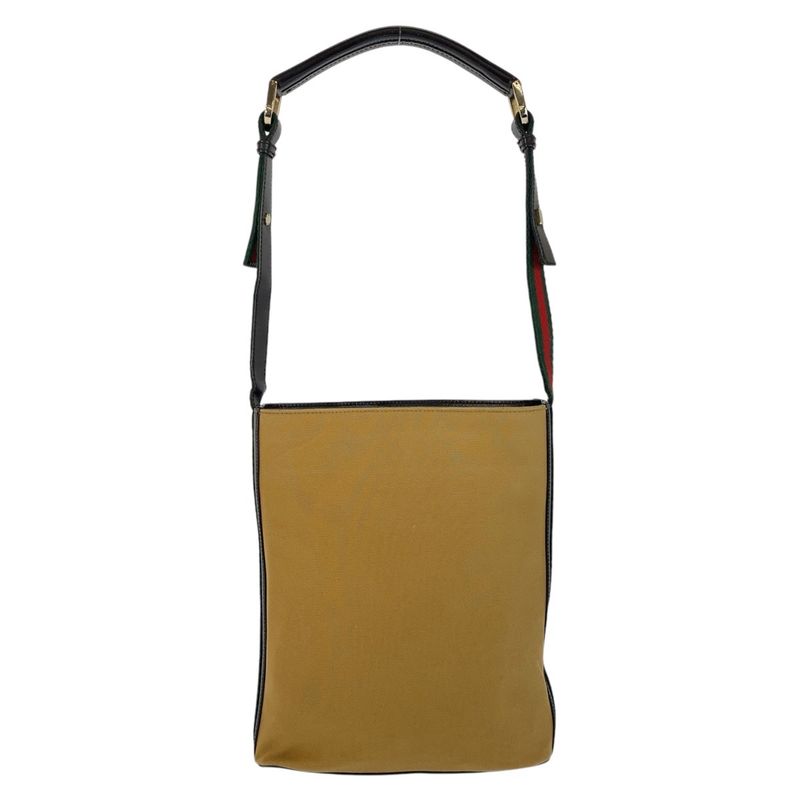 Gucci Sherry Line Camel Black Gold Hardware Canvas Leather 4286 Shoulder Bag — view 2