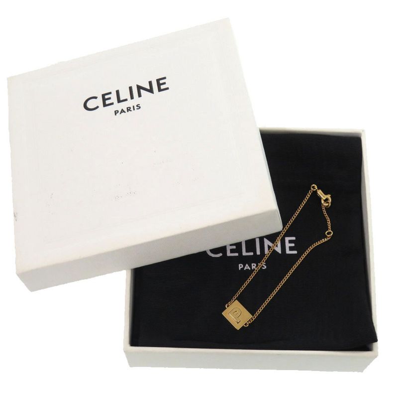 Celine Alphabet P Initial 46 B0 P6 bra GP Gold Bracelet 0630 — view 3