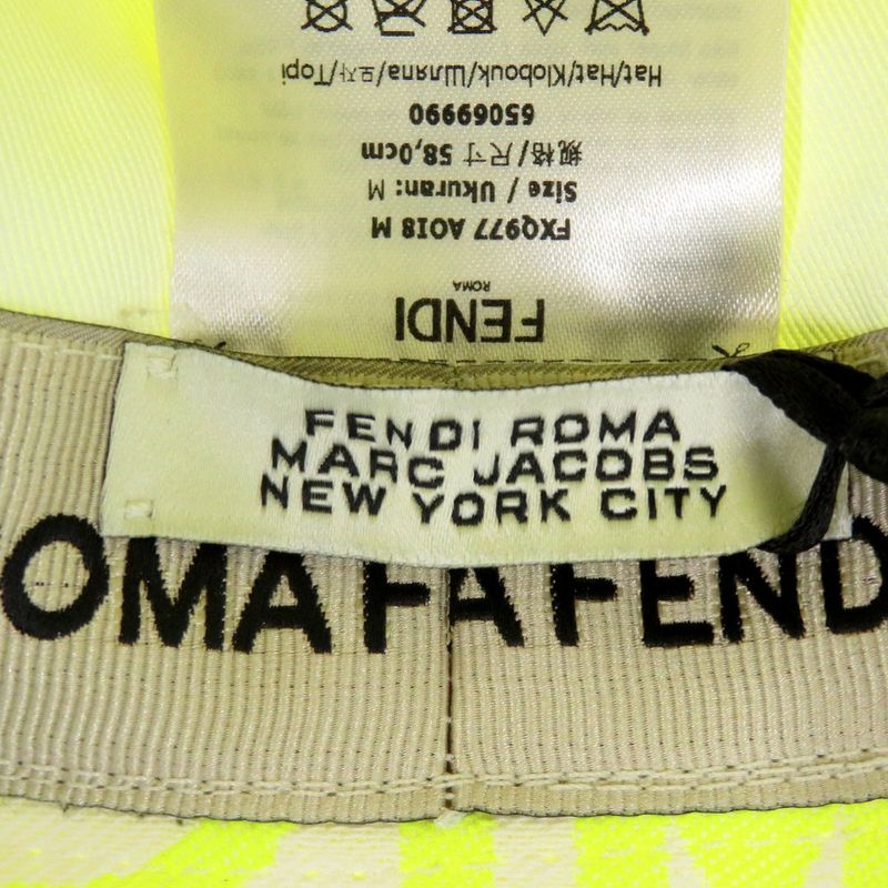 Fendi Marc Jacobs Collaboration Bucket Hat Cotton Polyester Neon Yellow — view 7