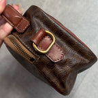 Celine Macadam Pattern Vintage Mini Handbag Pouch Triomphe Calf Leather Brown — view 8