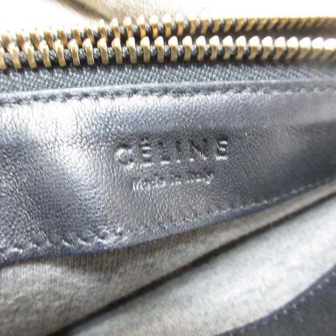 Celine Trio Large Shoulder Bag Leather Crossbody Black Storage with Aa — view 5