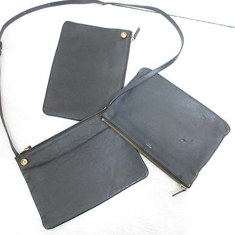 Celine Trio Large Shoulder Bag Leather Crossbody Black Storage with Aa — view 2