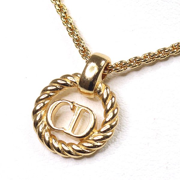 Dior Logo Necklace Gold Color 45.8 cm Rope Circle Costume Jewelry — view 4