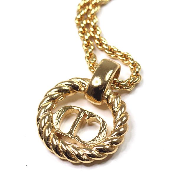 Dior Logo Necklace Gold Color 45.8 cm Rope Circle Costume Jewelry — view 5