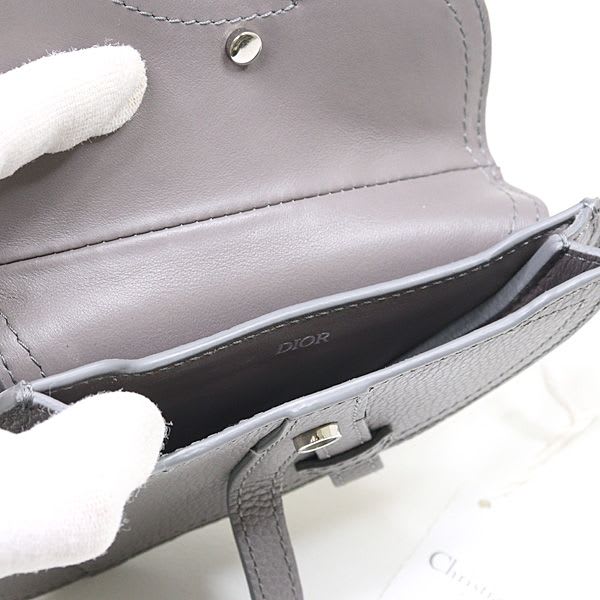 Dior Saddle Pouch Leather Gray CD Hook Hardware Mini Accessory — view 5