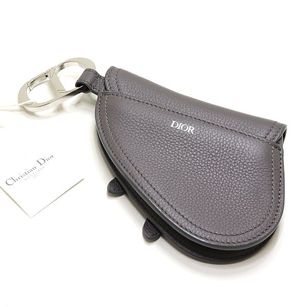 Dior Saddle Pouch Leather Gray CD Hook Hardware Mini Accessory — view 3