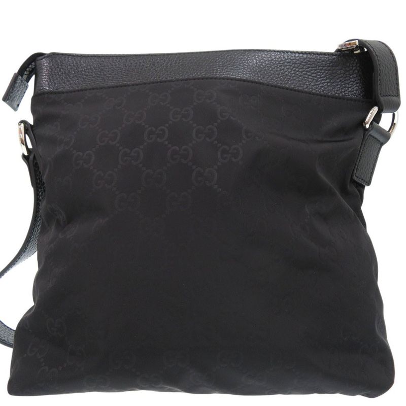 Gucci GG Pattern Guccissima Shoulder Bag Leather Nylon Black — view 2