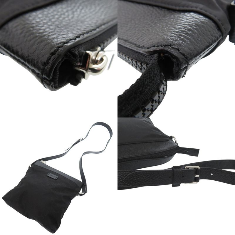 Gucci GG Pattern Guccissima Shoulder Bag Leather Nylon Black — view 9