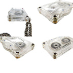 Chanel Cassette Tape Rhinestone Necklace Plastic Clear 1434 — view 9