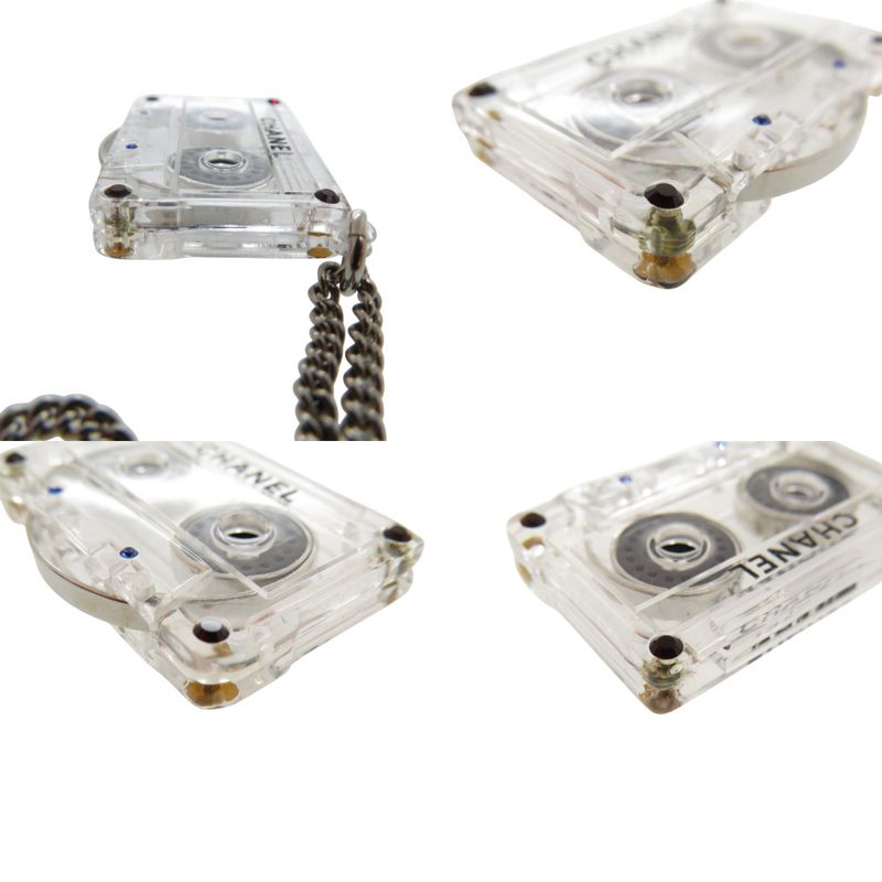 Chanel Cassette Tape Rhinestone Necklace Plastic Clear 1434 — view 9