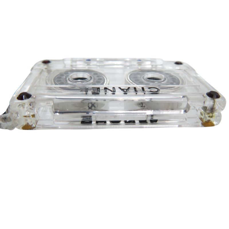 Chanel Cassette Tape Rhinestone Necklace Plastic Clear 1434 — view 7