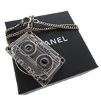 Chanel Cassette Tape Rhinestone Necklace Plastic Clear 1434 — view 3