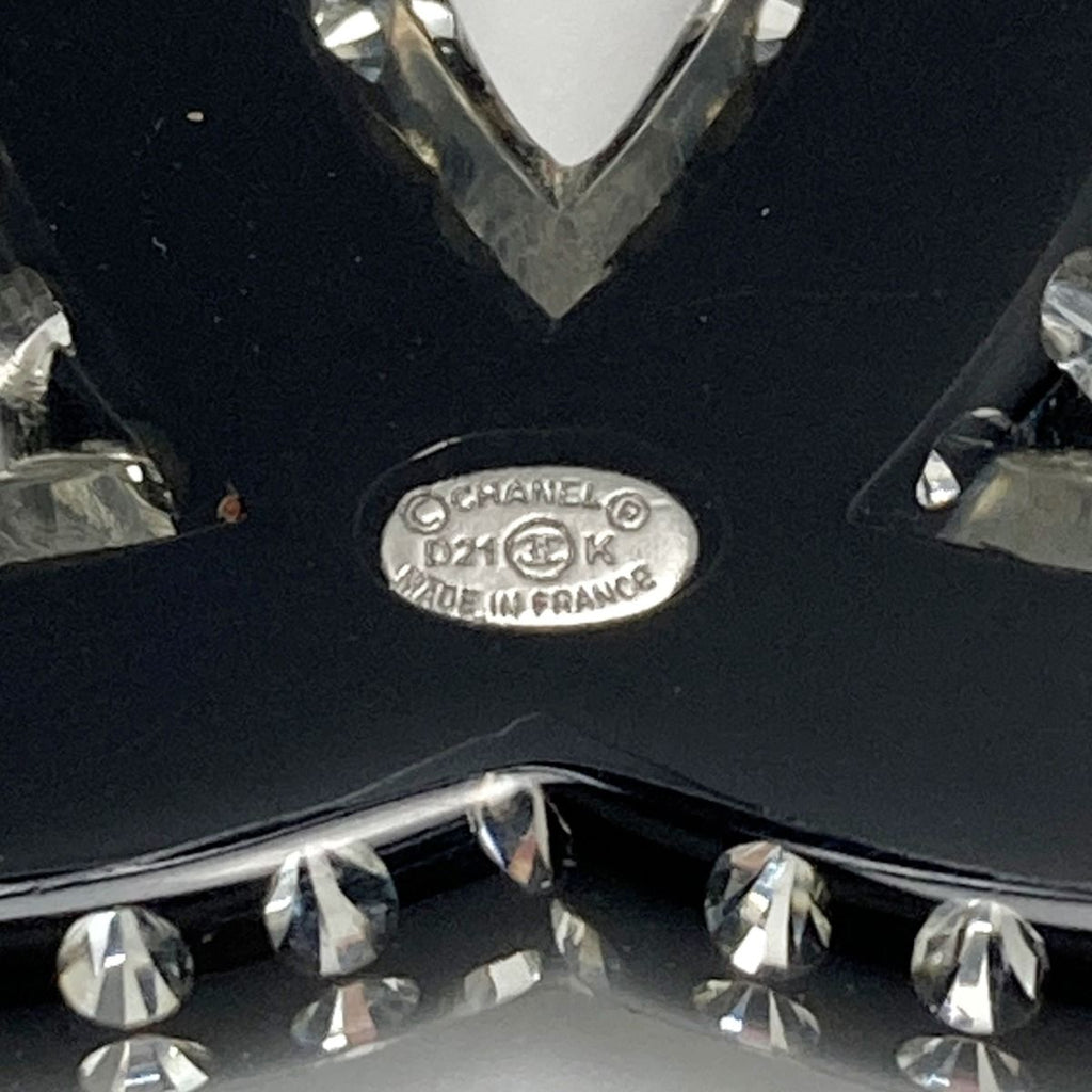 Chanel Coco Mark Rhinestone Brooch D21 K Black Resin — view 6