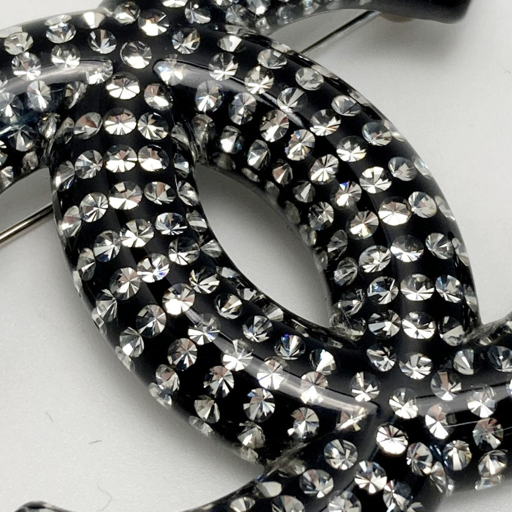 Chanel Coco Mark Rhinestone Brooch D21 K Black Resin — view 5