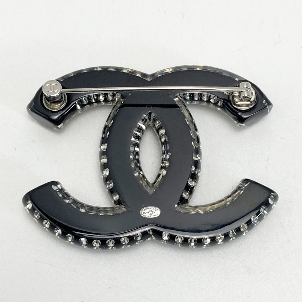 Chanel Coco Mark Rhinestone Brooch D21 K Black Resin — view 3