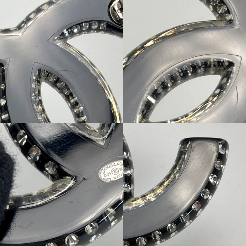 Chanel Coco Mark Rhinestone Brooch D21 K Black Resin — view 7