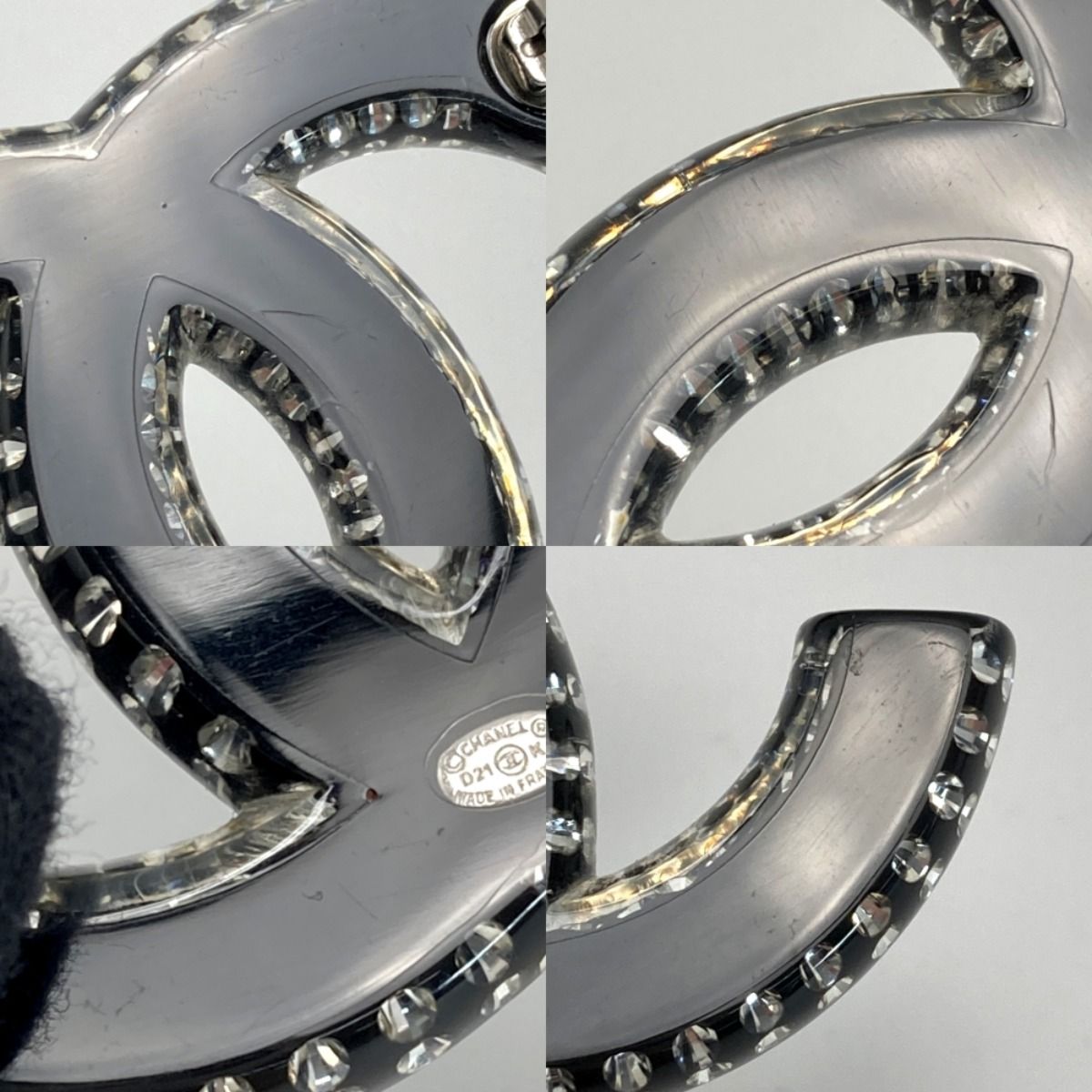 Chanel Coco Mark Rhinestone Brooch D21 K Black Resin — view 7