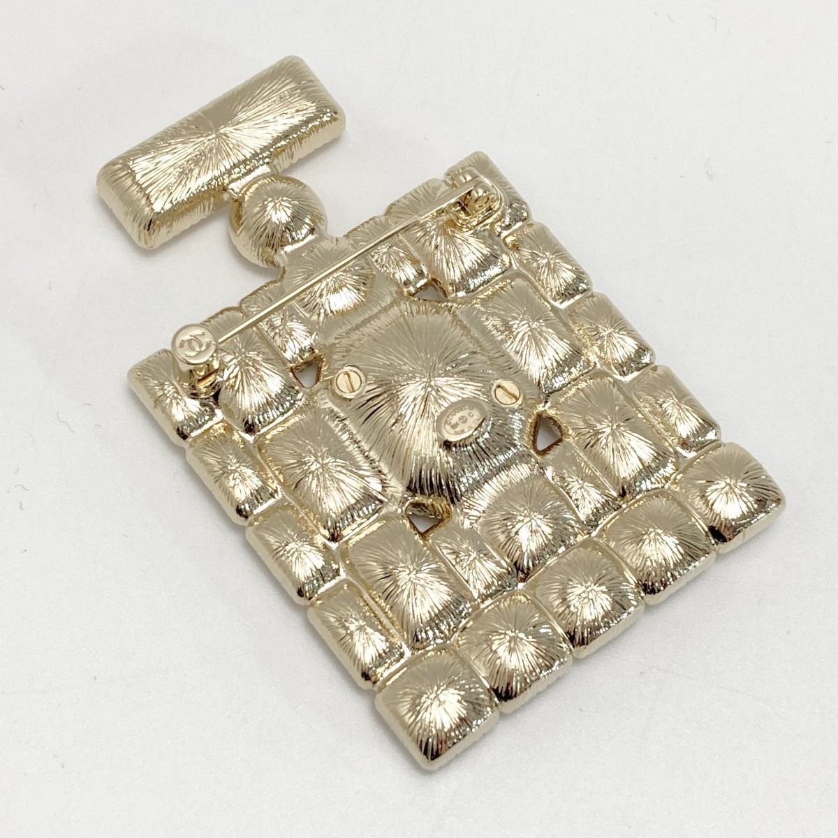 Chanel Coco Mark Perfume Bottle Motif Brooch B24 C Gold GP Rhinestone — view 3