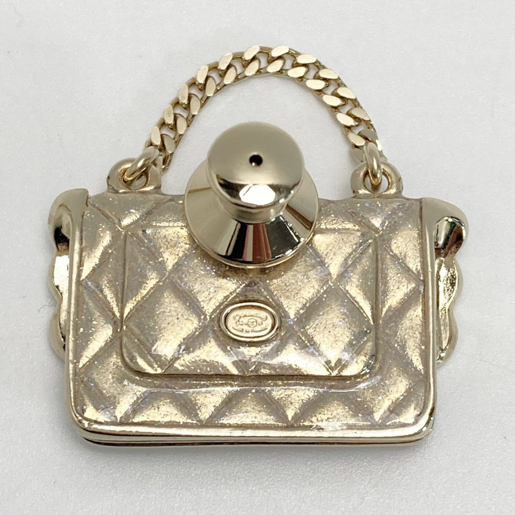 Chanel Quilted Bag Motif Pin Brooch C24 B Gold GP — view 3