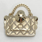 Chanel Quilted Bag Motif Pin Brooch C24 B Gold GP — view 3