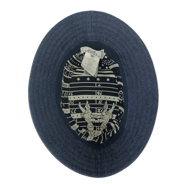 Hermes Hat Helen Silky N Indigo 100% Cotton Bucket Silver — view 7