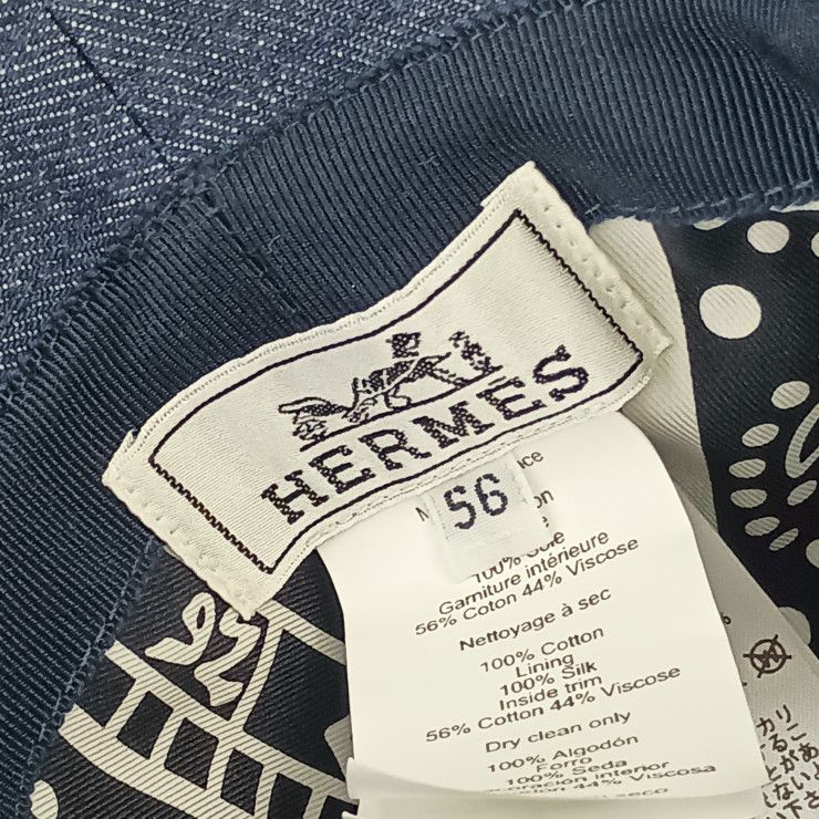 Hermes Hat Helen Silky N Indigo 100% Cotton Bucket Silver — view 8