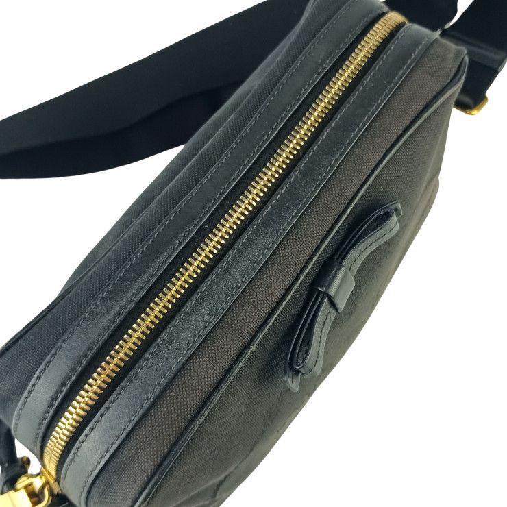Prada Crossbody Bag Logo Jacquard Shoulder 1 Bh089 Black Canvas Leather — view 8