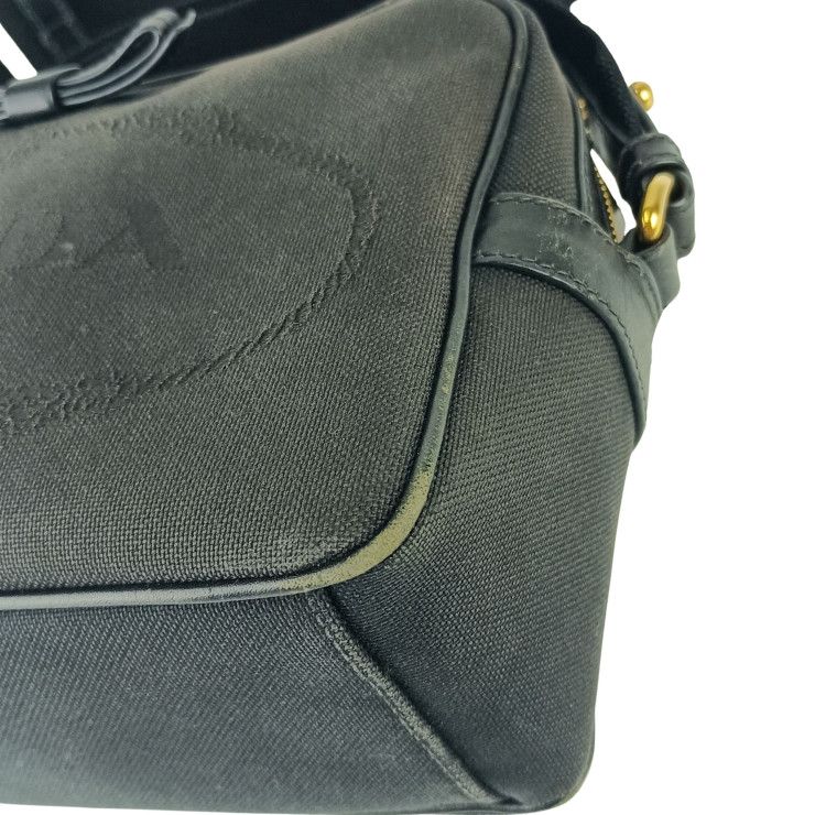 Prada Crossbody Bag Logo Jacquard Shoulder 1 Bh089 Black Canvas Leather — view 6