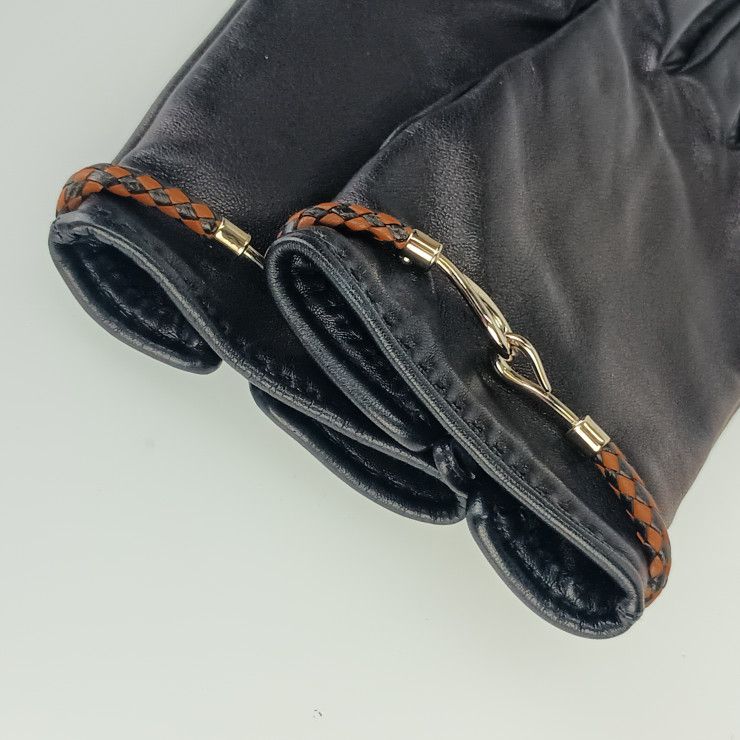 Hermes Gloves Jumbo Black Leather Silver Hardware — view 4