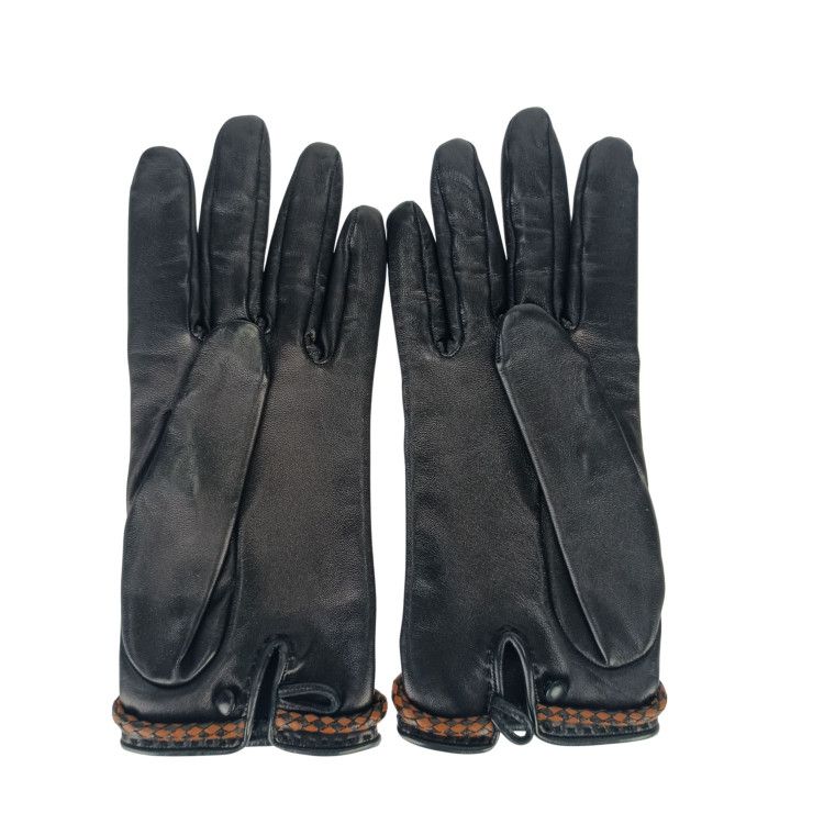 Hermes Gloves Jumbo Black Leather Silver Hardware — view 2
