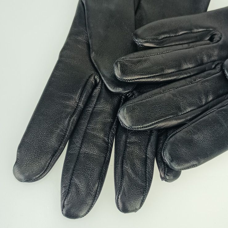 Hermes Gloves Jumbo Black Leather Silver Hardware — view 3