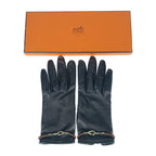 Hermes Gloves Jumbo Black Leather Silver Hardware — view 7