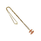 Chanel Vintage Coco Mark GP Necklace Pendant Choker Gold Pink 01A — view 5