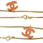 Chanel Vintage Coco Mark GP Necklace Pendant Choker Gold Pink 01A — view 4