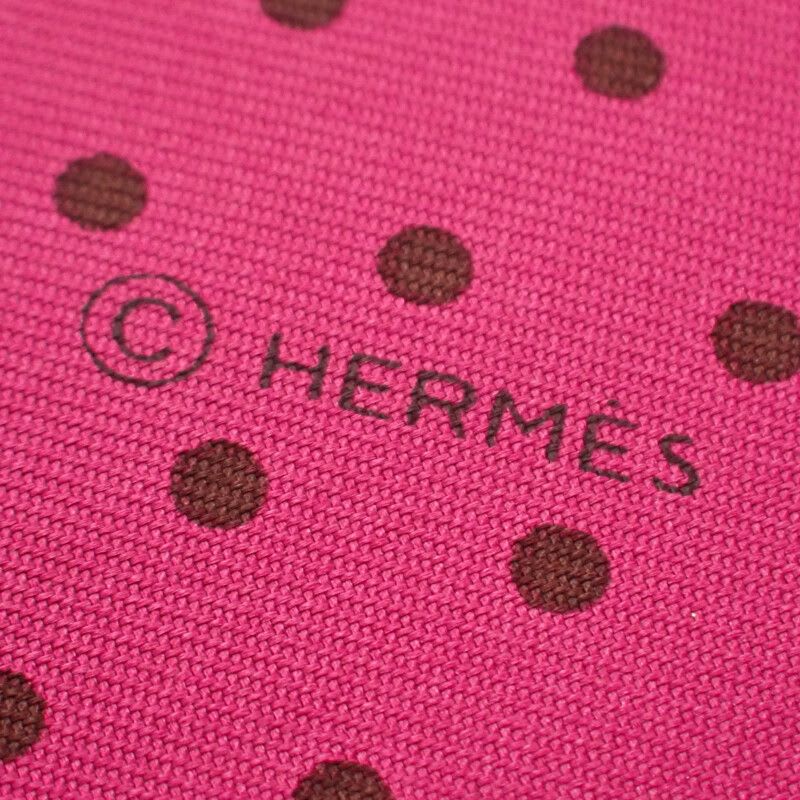 Hermes Polka Dot Scarf Silk Pink Black Reversible Fringe Autumn Winter — view 7