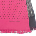 Hermes Polka Dot Scarf Silk Pink Black Reversible Fringe Autumn Winter — view 4