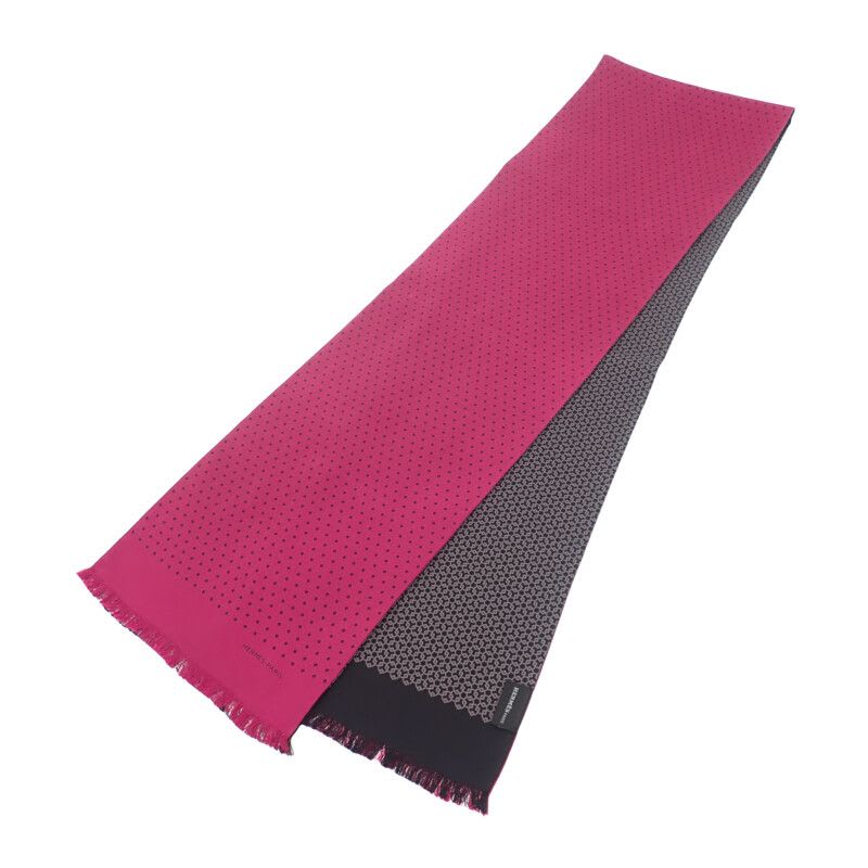 Hermes Polka Dot Scarf Silk Pink Black Reversible Fringe Autumn Winter — view 2